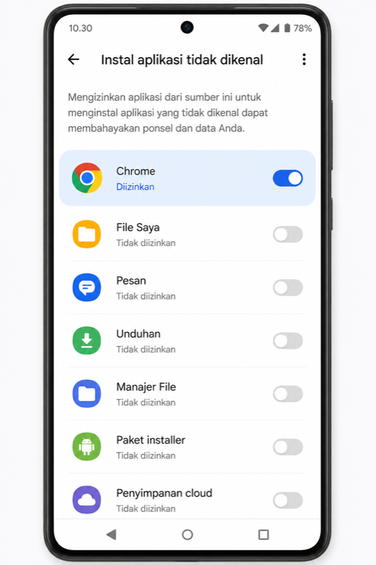 Izinkan sumber tidak dikenal